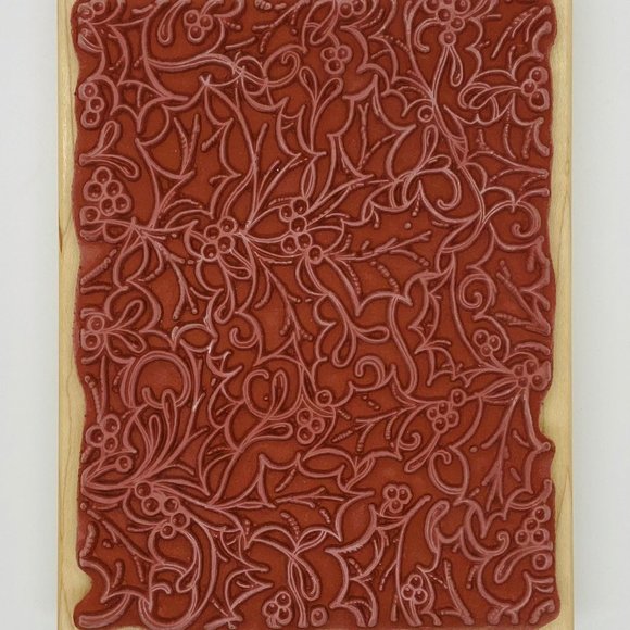 Christmas Holly Berries with Leaves Wood Stamp - Picture 3 of 5